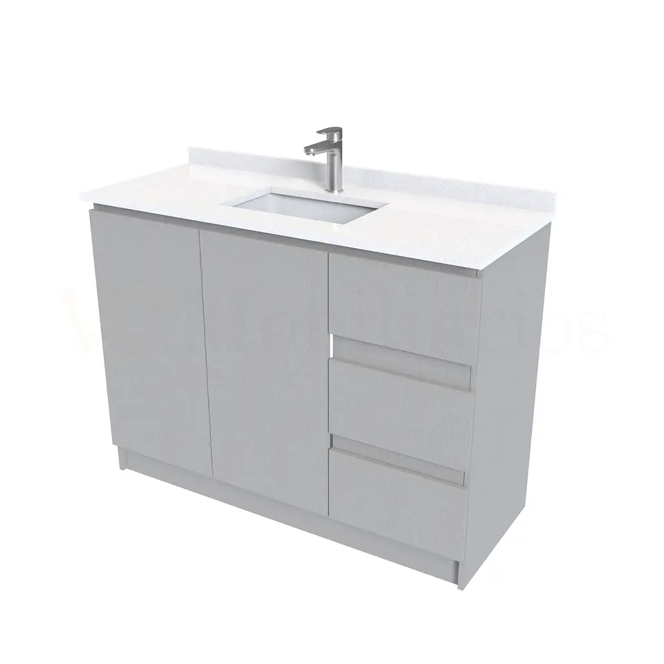 Mueble vanitorio al piso de 130 cm con cubierta de cuarzo M2-1338 / Notte 1