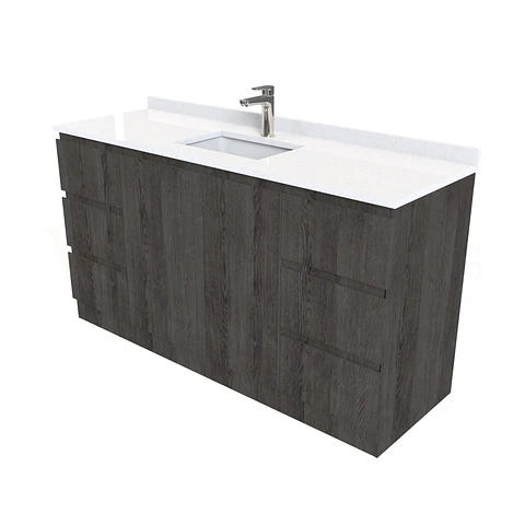 Mueble vanitorio al piso de 140 cm con cubierta de cuarzo M6-1438 /  Espresso