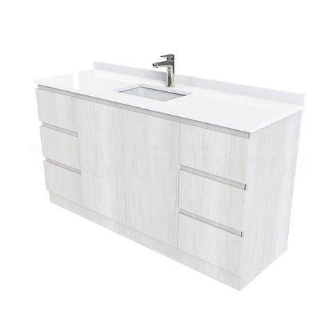 Mueble vanitorio al piso de 140 cm con cubierta de cuarzo M6-1438 /  Toscana