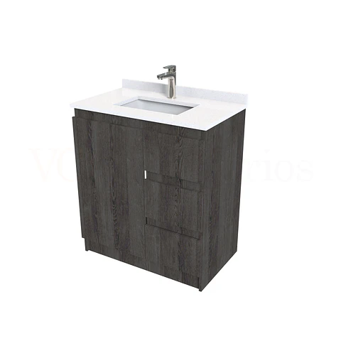 Mueble vanitorio al piso de 80 cm con cubierta de cuarzo M2-838 / Espresso