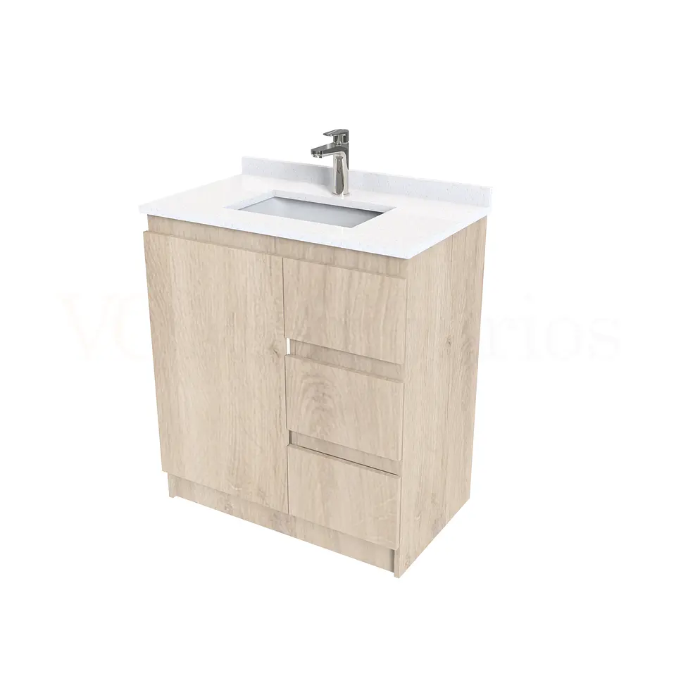 Mueble vanitorio al piso de 80 cm con cubierta de cuarzo M2-838 / Jerez 1