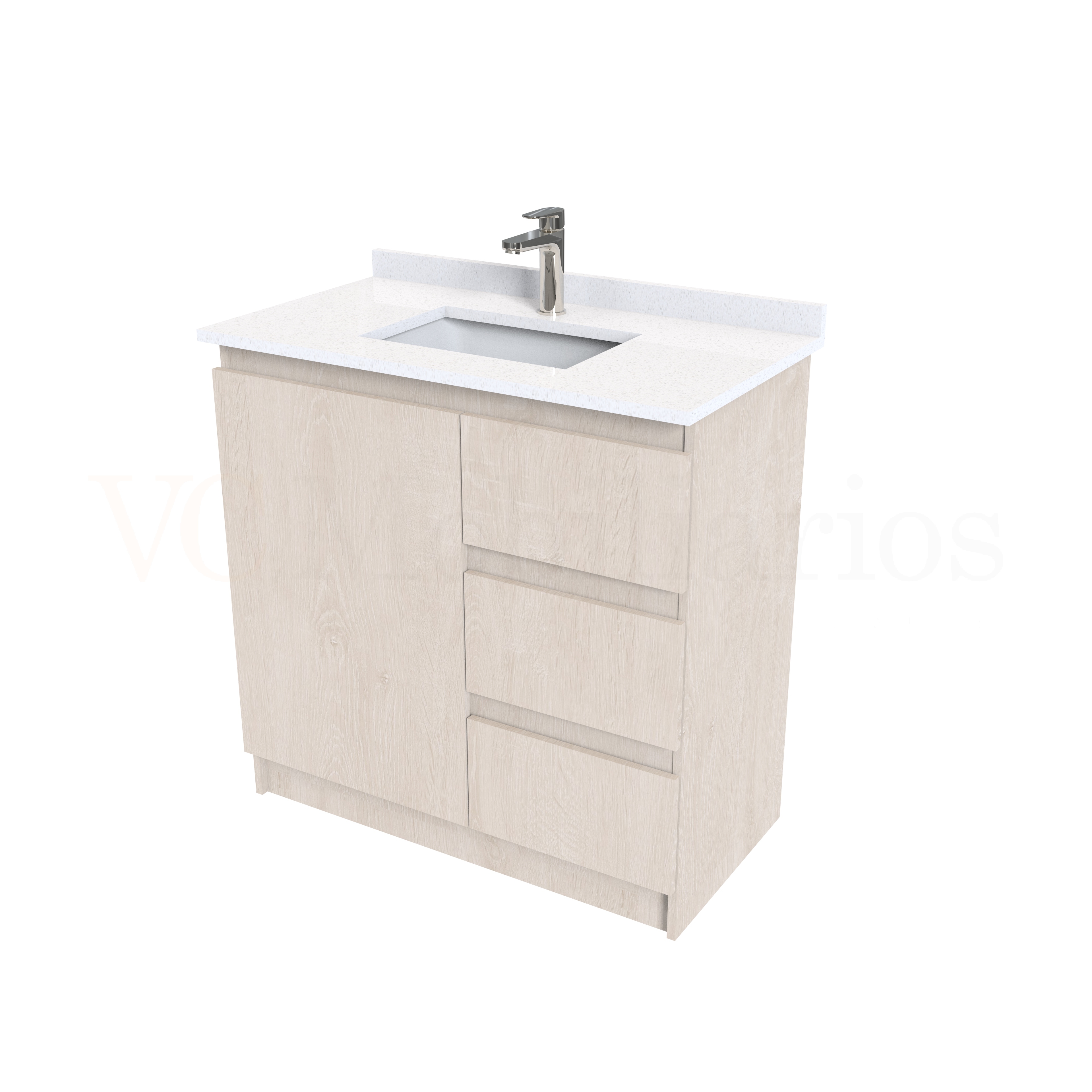 Mueble vanitorio al piso de 80 cm con cubierta de cuarzo M2-838 / Provenzal