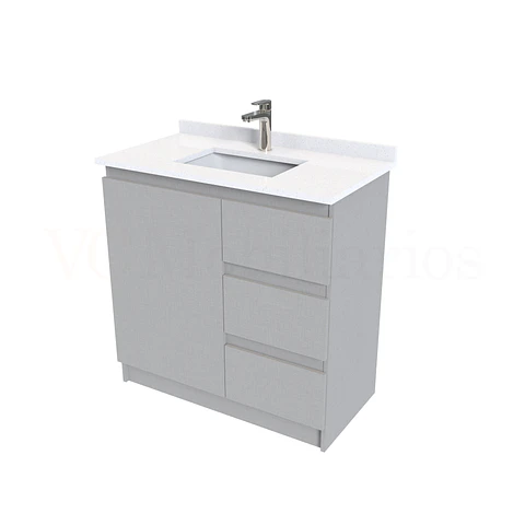 Mueble vanitorio al piso de 80 cm con cubierta de cuarzo M2-838 / Notte