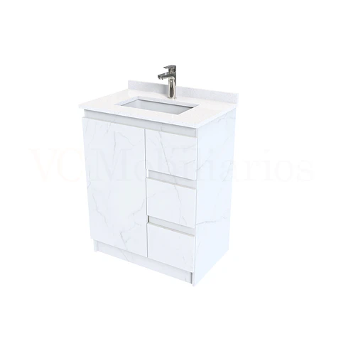 Mueble vanitorio al piso de 60 cm con cubierta de cuarzo M2-638 / Marmara