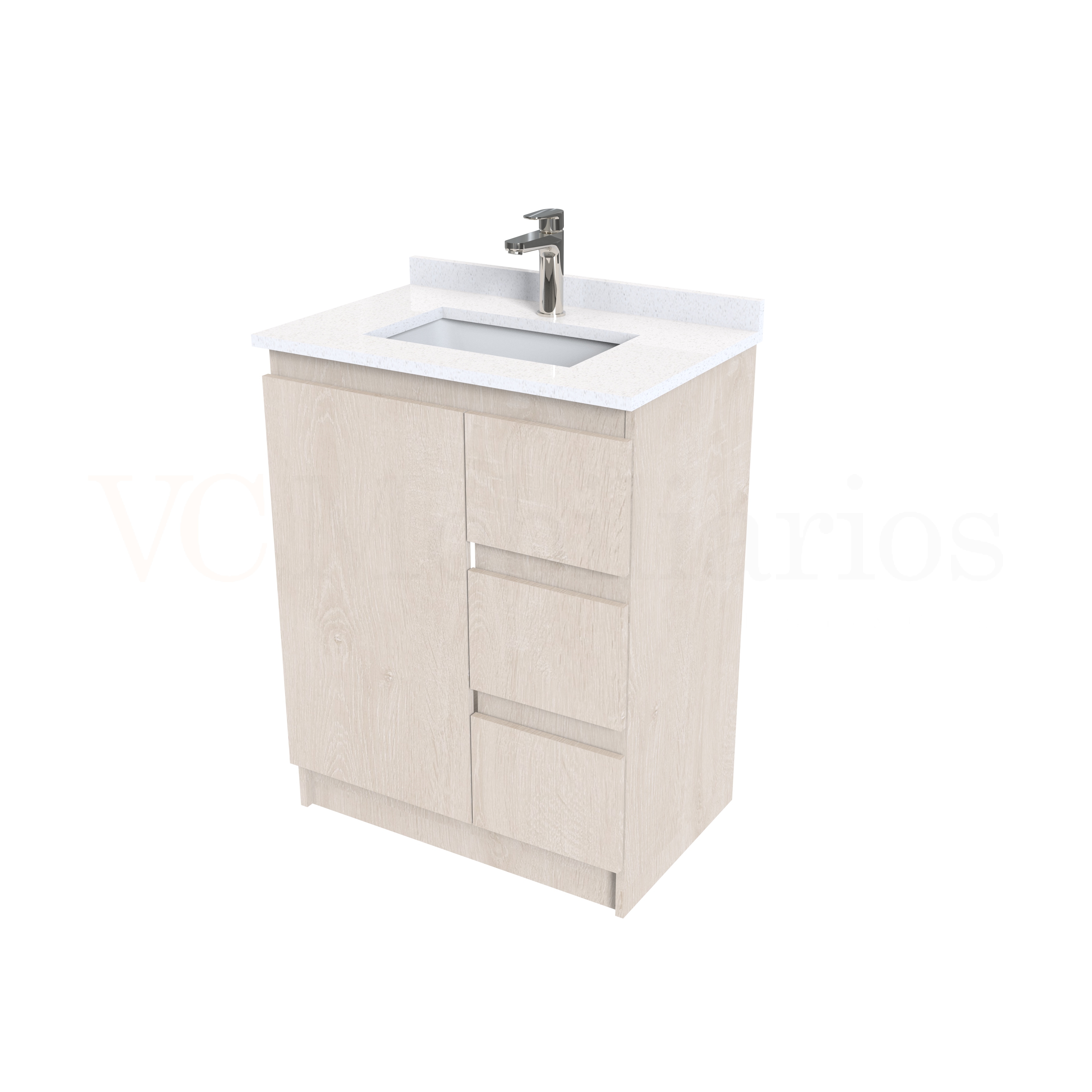 Mueble vanitorio al piso de 60 cm con cubierta de cuarzo M2-638 / Provenzal