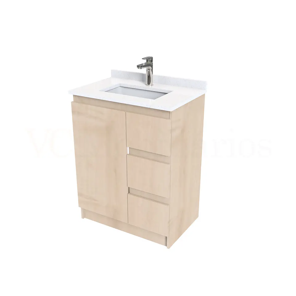 Mueble vanitorio al piso de 60 cm con cubierta de cuarzo M2-638 / Rustico 1