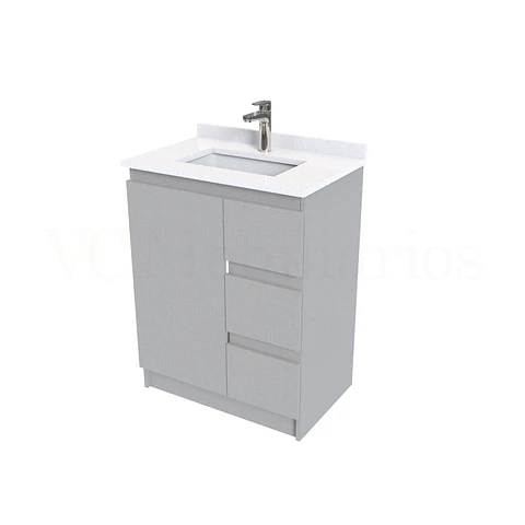 Mueble vanitorio al piso de 60 cm con cubierta de cuarzo M2-638 / Notte