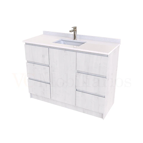 Mueble vanitorio al piso de 120 cm con cubierta de cuarzo M6-1238 / Alaska
