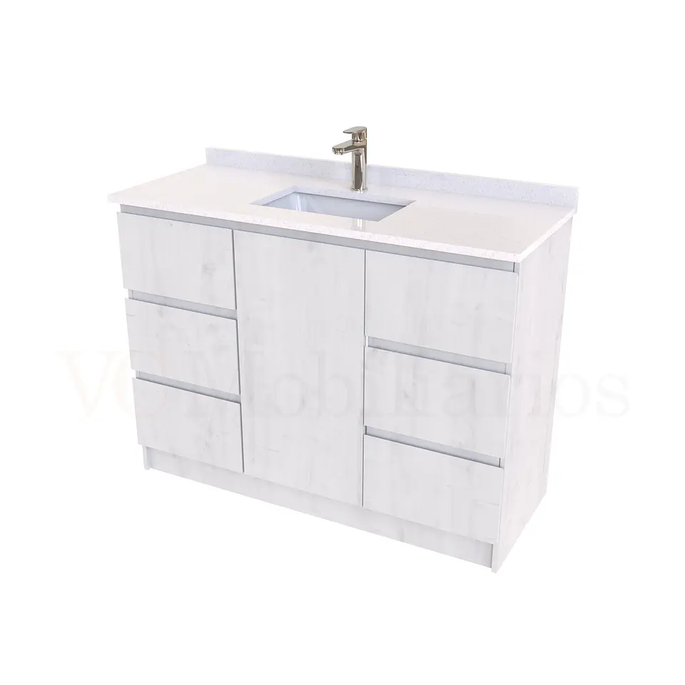 Mueble vanitorio al piso de 120 cm con cubierta de cuarzo M6-1238 / Alaska 1