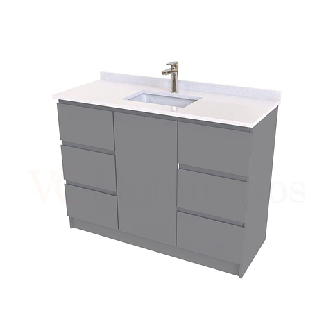 Mueble vanitorio al piso de 120 cm con cubierta de cuarzo M6-1238 / Carbon