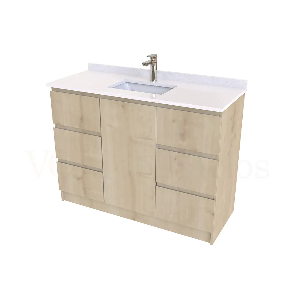 Mueble vanitorio al piso de 120 cm con cubierta de cuarzo M6-1238 / Rustico 1