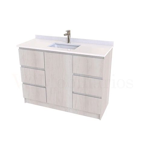 Mueble vanitorio al piso de 120 cm con cubierta de cuarzo M6-1238 / Toscana