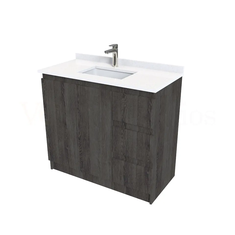 Mueble vanitorio al piso de 100 cm con cubierta de cuarzo M2-1038 / Espresso 1