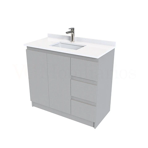 Mueble vanitorio al piso de 100 cm con cubierta de cuarzo M2-1038 / Notte