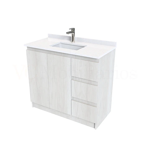 Mueble vanitorio al piso de 100 cm con cubierta de cuarzo M2-1038 / Toscana