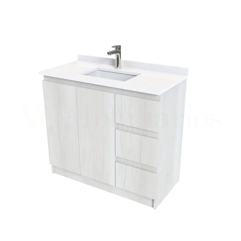 Mueble vanitorio al piso de 100 cm con cubierta de cuarzo M2-1038 / Toscana 1