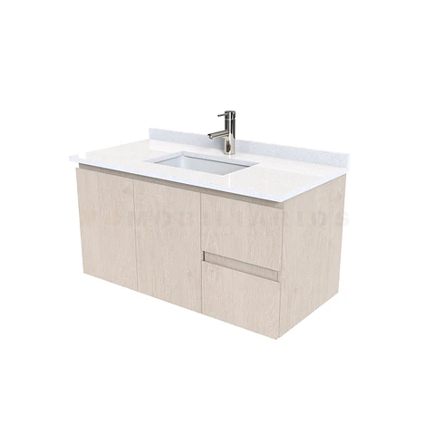 Mueble vanitorio aereo de 100 cm con cubierta de cuarzo / M2-1038-A / Provenzal