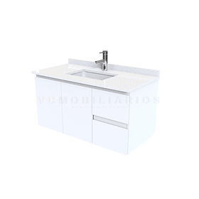 Mueble vanitorio aereo de 90 cm con cubierta de cuarzo / M2-938-A /  Blanco