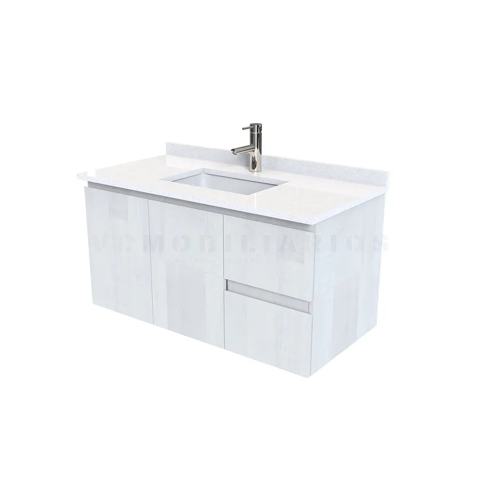 Mueble vanitorio aereo de 90 cm con cubierta de cuarzo / M2-938-A / Legno 1
