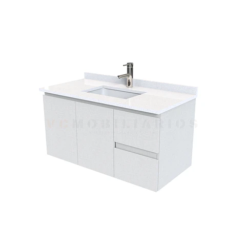 Mueble vanitorio aereo de 90 cm con cubierta de cuarzo / M2-938-A / Giorno