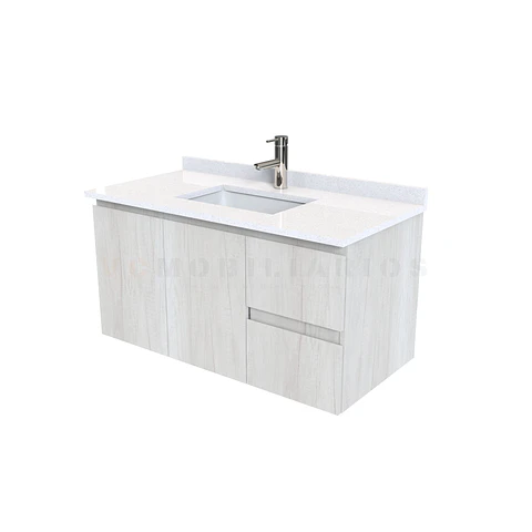 Mueble vanitorio aereo de 90 cm con cubierta de cuarzo / M2-938-A / Toscana