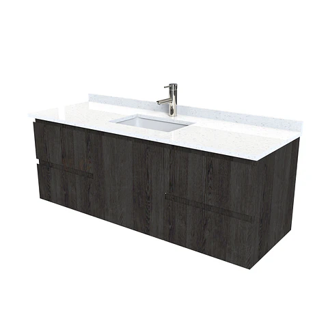 Mueble vanitorio aereo de 140 cm con cubierta de cuarzo / M2-1438-A / Espresso