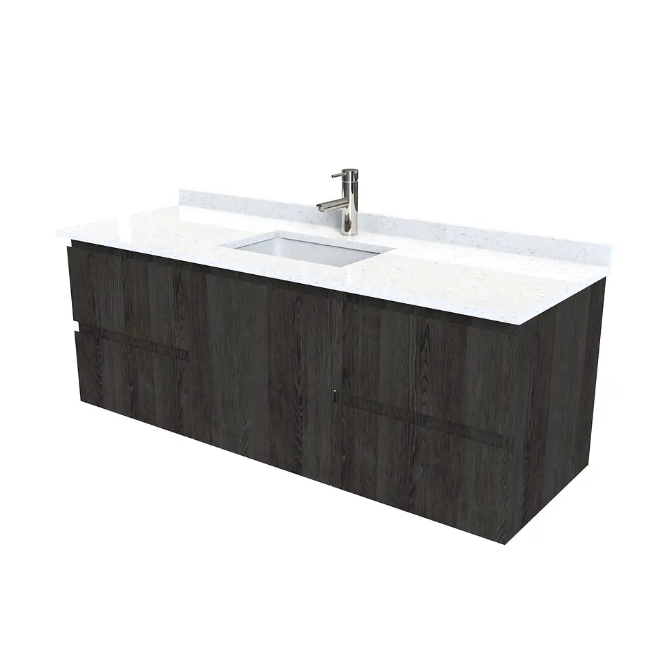 Mueble vanitorio aereo de 140 cm con cubierta de cuarzo / M2-1438-A / Espresso 1