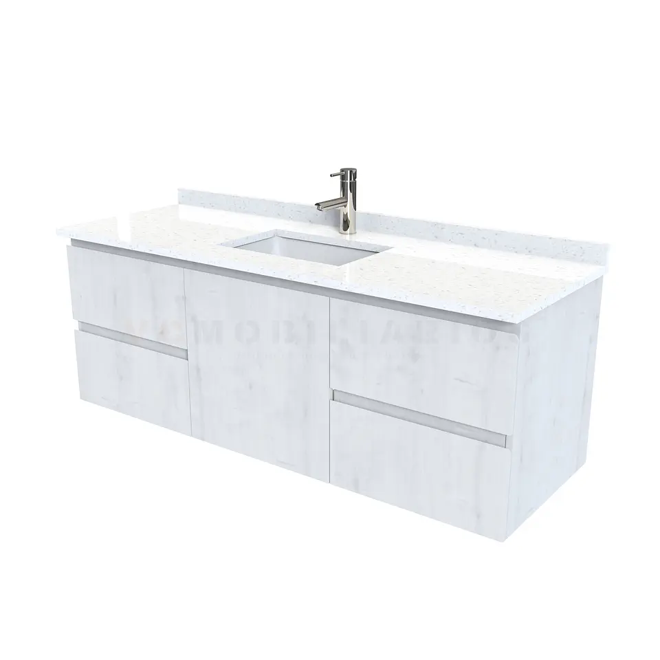 Mueble vanitorio aereo de 150 cm con cubierta de cuarzo / M2-1538-A / Alaska 1