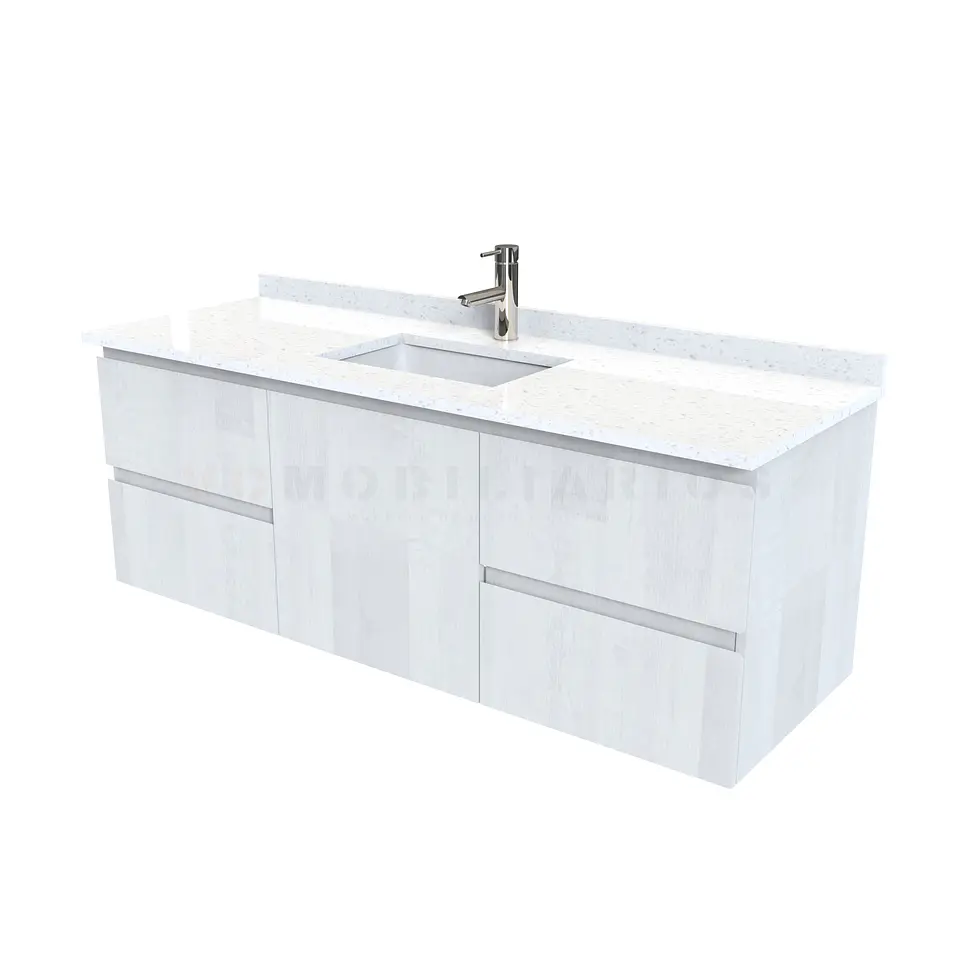 Mueble vanitorio aereo de 150 cm con cubierta de cuarzo / M2-1538-A / Legno 1