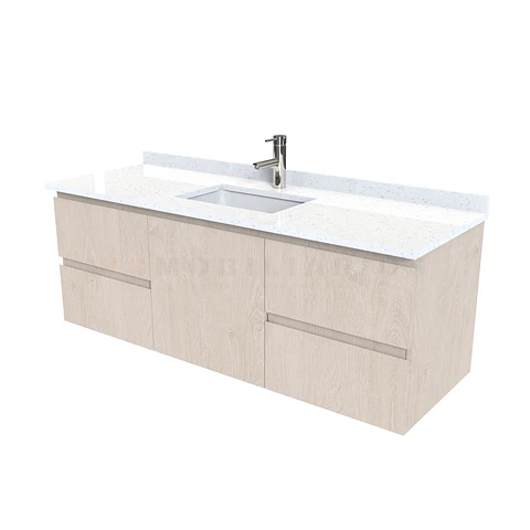 Mueble vanitorio aereo de 150 cm con cubierta de cuarzo / M2-1538-A / Provenzal