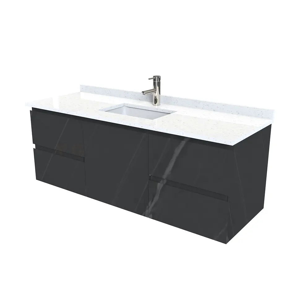 Mueble vanitorio aereo de 150 cm con cubierta de cuarzo / M2-1538-A / Vizcaya 1