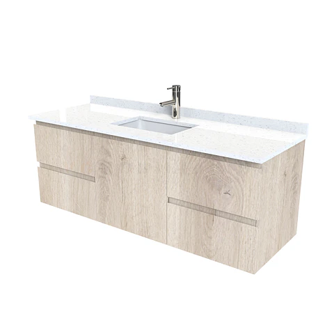 Mueble vanitorio aereo de 160 cm con cubierta de cuarzo / M2-1638-A / Jerez