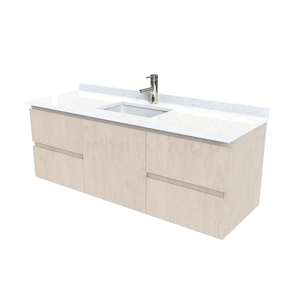 Mueble vanitorio aereo de 160 cm con cubierta de cuarzo / M2-1638-A / Provenzal 1