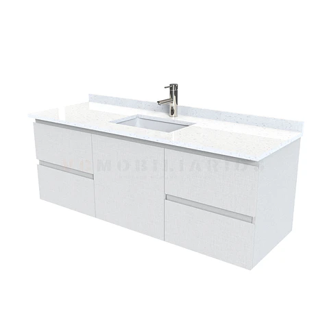 Mueble vanitorio aereo de 160 cm con cubierta de cuarzo / M2-1638-A / Giorno
