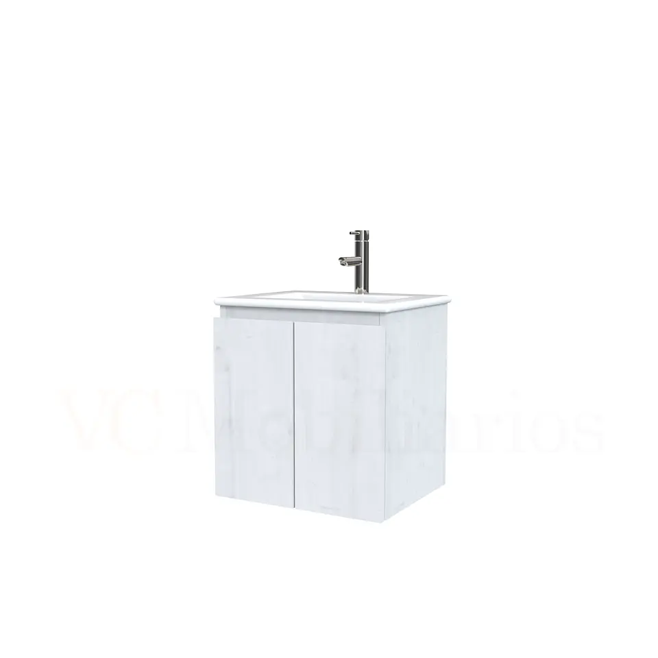 Mueble vanitorio aereo con cubierta de loza de 50 cm  /  M0-501-A / Alaska 1