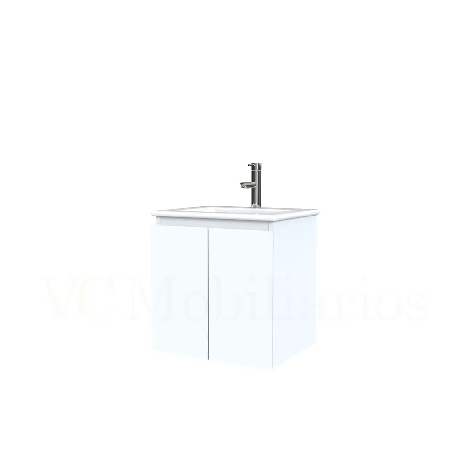 Mueble vanitorio aereo con cubierta de loza de 50 cm  /  M0-501-A / Blanco 1