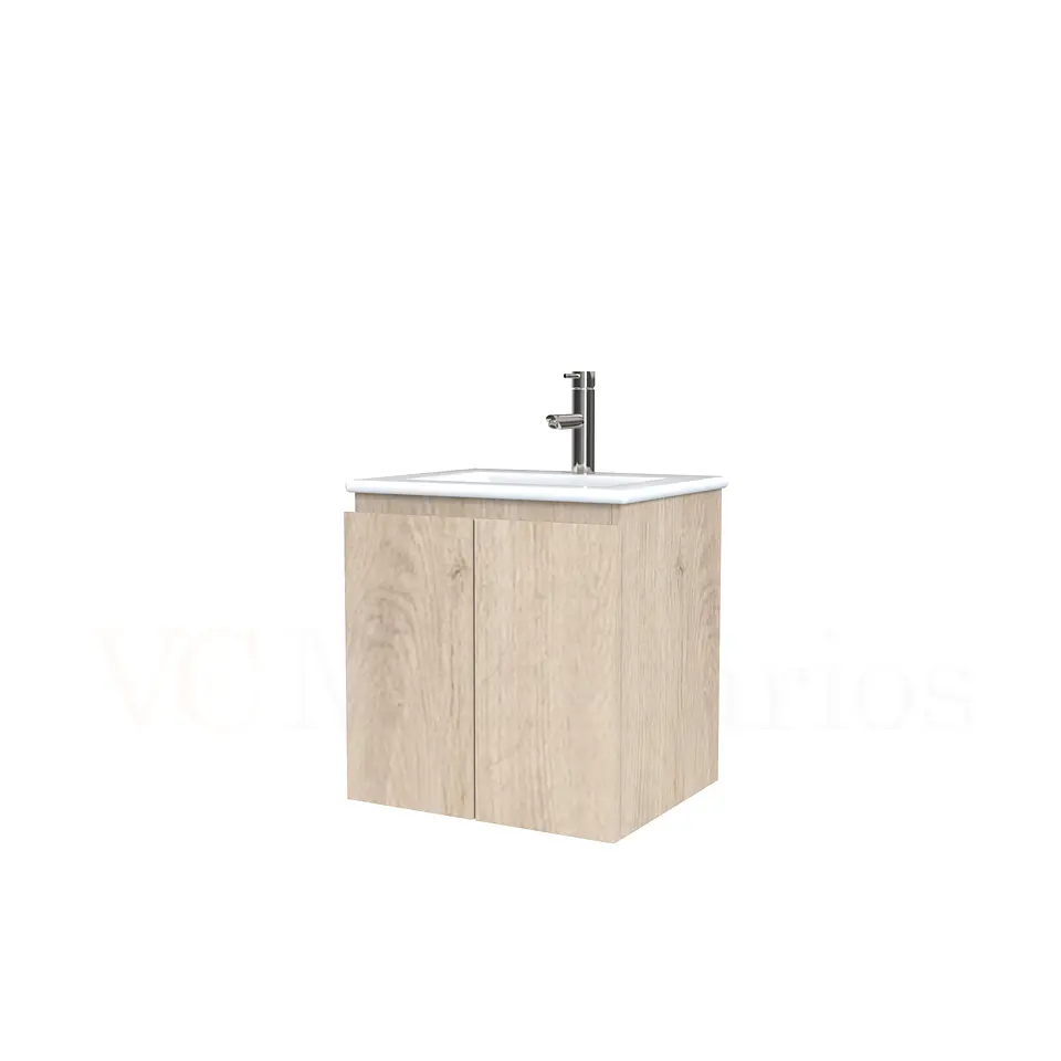Mueble vanitorio aereo con cubierta de loza de 50 cm  /  M0-501-A / Jerez 1