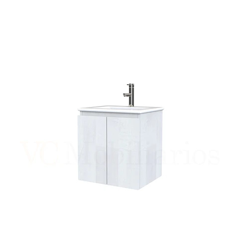 Mueble vanitorio aereo con cubierta de loza de 50 cm  /  M0-501-A / Legno