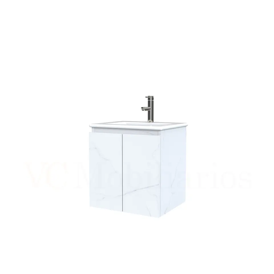Mueble vanitorio aereo con cubierta de loza de 50 cm  /  M0-501-A / Marmara 1
