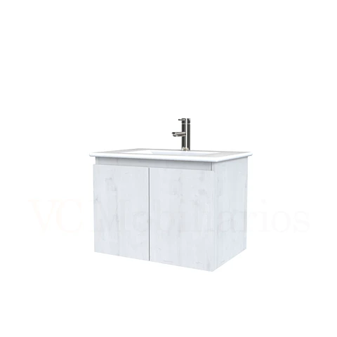 Mueble vanitorio aereo con cubierta de loza de 60 cm  /  M0-601-A / Alaska