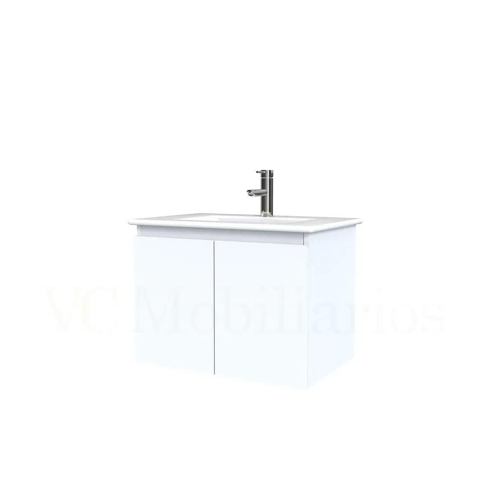 Mueble vanitorio aereo con cubierta de loza de 60 cm  /  M0-601-A / Blanco 1