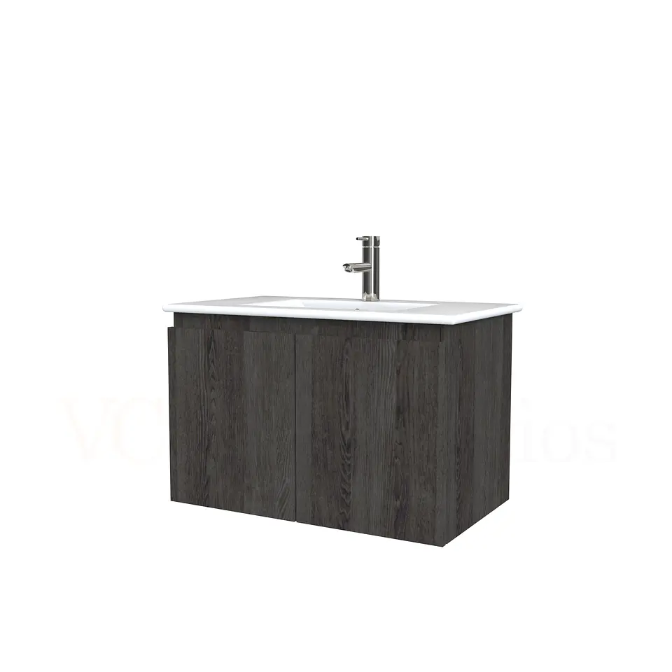 Mueble vanitorio aereo con cubierta de loza de 70 cm  /  M0-701-A / Espresso 1