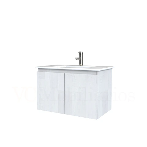Mueble vanitorio aereo con cubierta de loza de 70 cm  /  M0-701-A / Legno