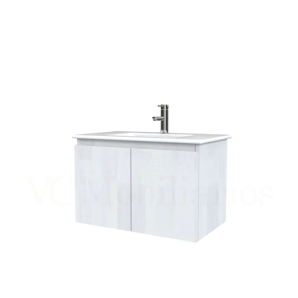 Mueble vanitorio aereo con cubierta de loza de 70 cm  /  M0-701-A / Legno 1