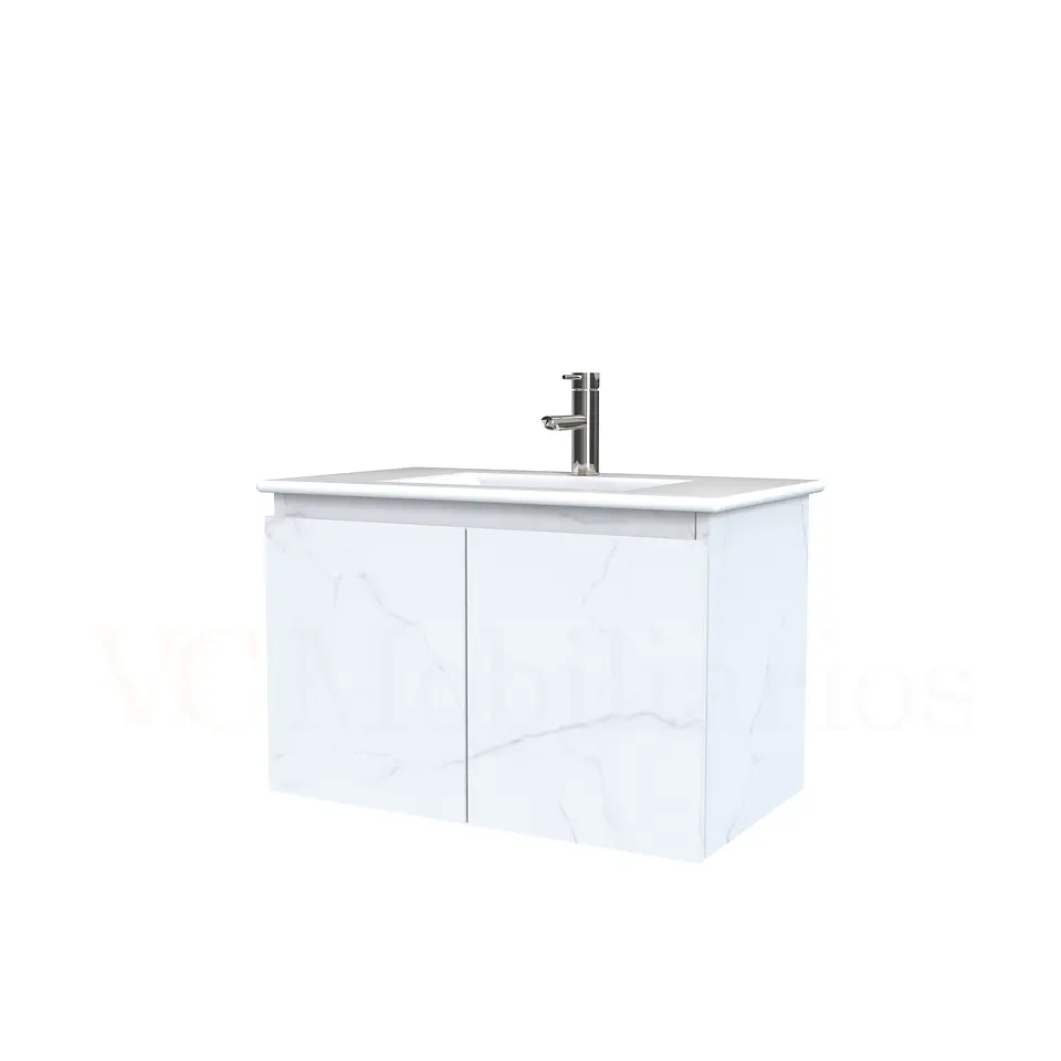 Mueble vanitorio aereo con cubierta de loza de 70 cm  /  M0-701-A / Marmara 1