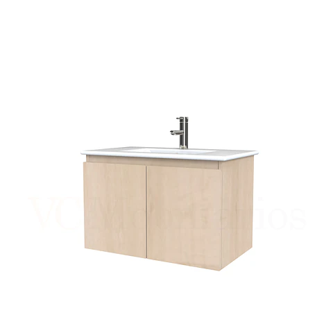 Mueble vanitorio aereo con cubierta de loza de 70 cm  /  M0-701-A / Rustico