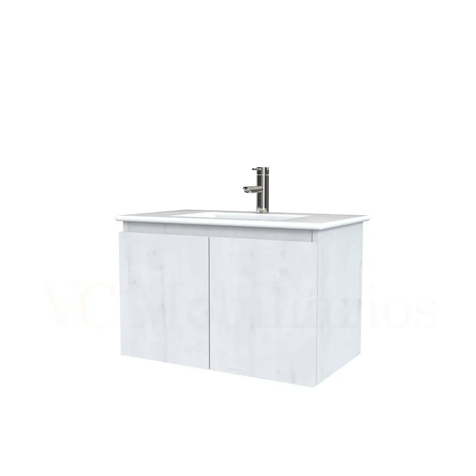 Mueble vanitorio aereo con cubierta de loza de 80 cm  /  M0-801-A / Alaska 1