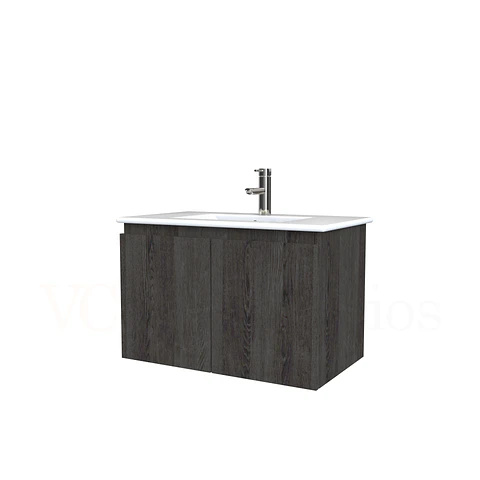 Mueble vanitorio aereo con cubierta de loza de 80 cm  /  M0-801-A / Espresso