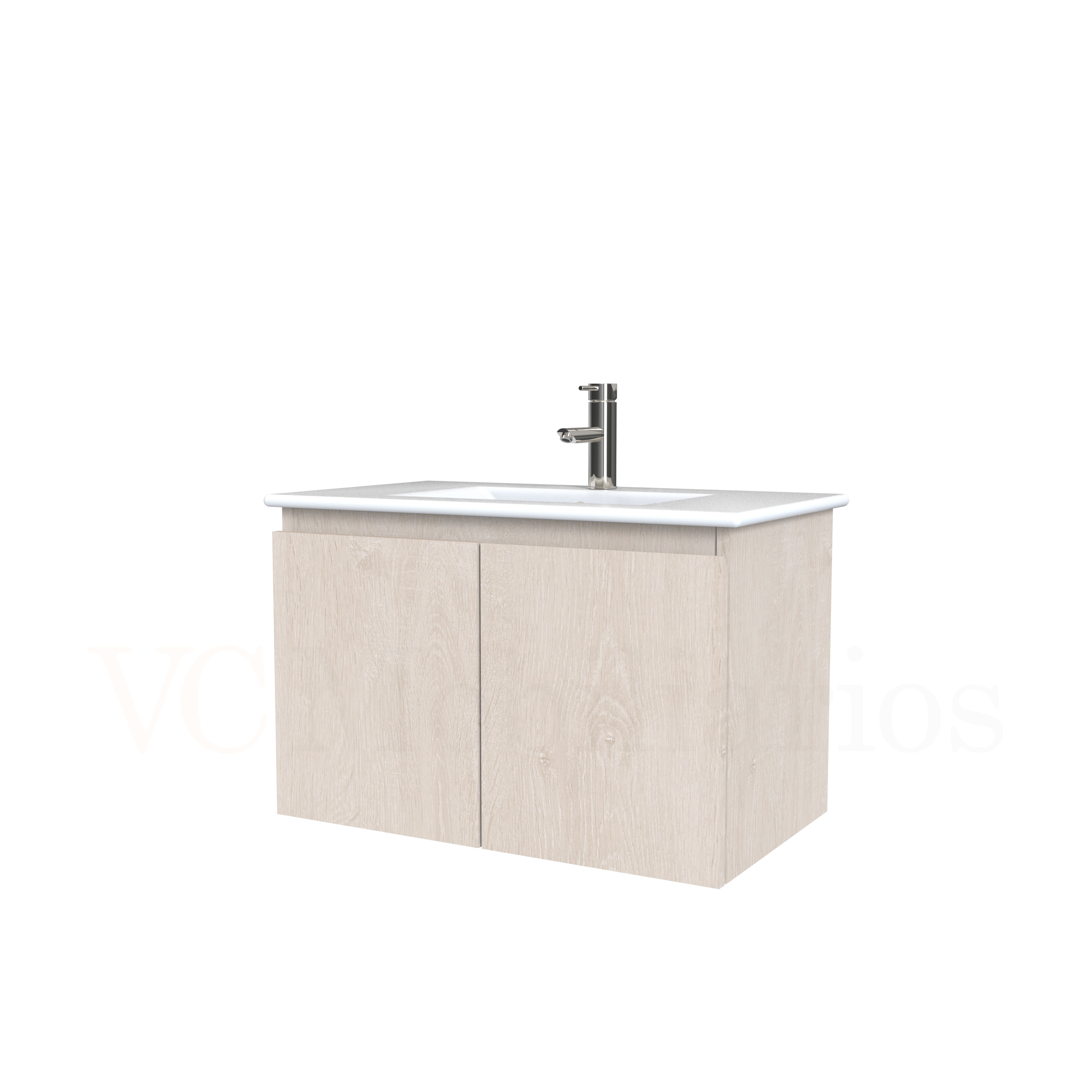 Mueble vanitorio aereo con cubierta de loza de 80 cm  /  M0-801-A / Provenzal