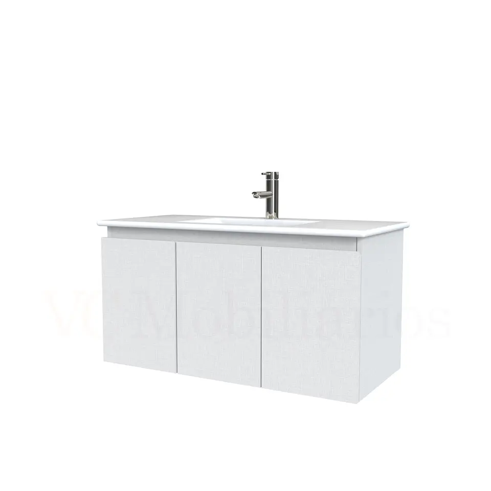 Mueble vanitorio aereo con cubierta de loza de 90 cm  /  M0-901-A / Giorno 1
